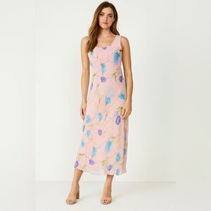 Mary McFadden Vintage Floral Maxi Dress Sleeveless SZ L